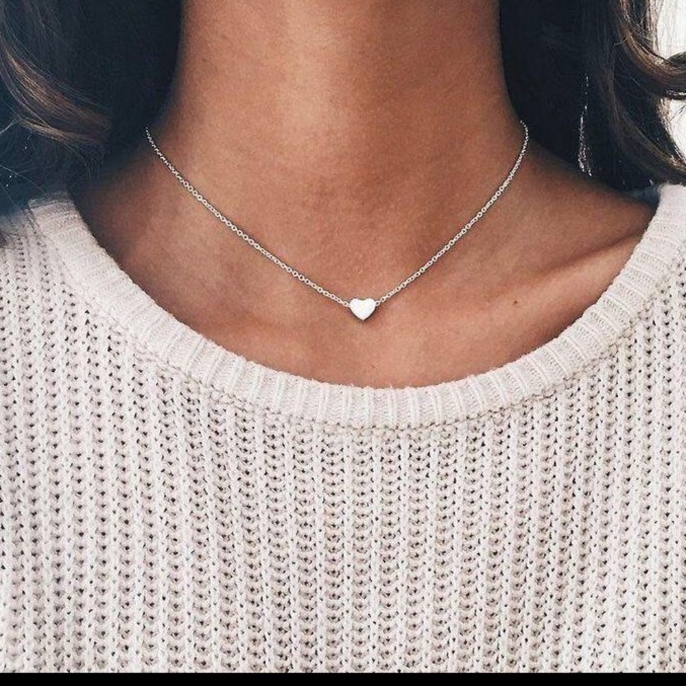 Dainty heart choker set of 2